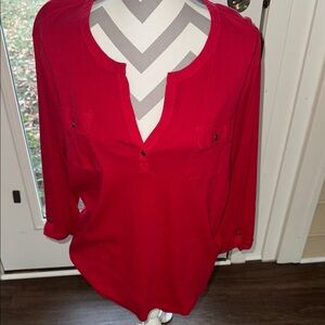 Kim Rogers Vibrant Red Blouse